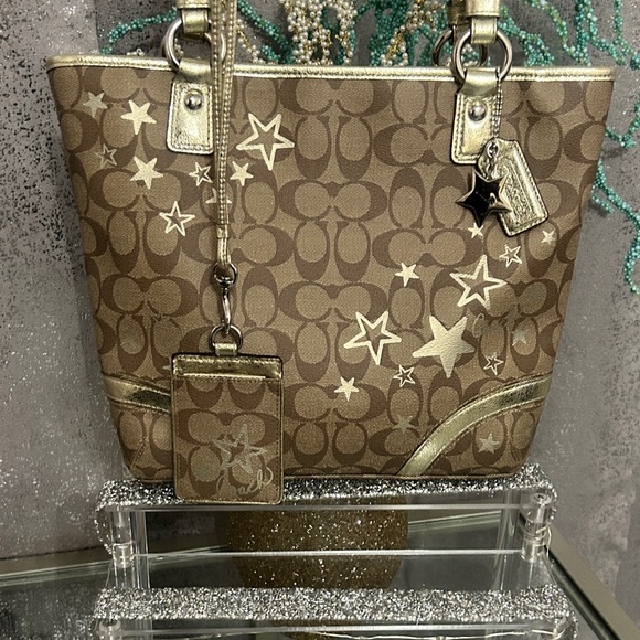 Coach Brown and Gold Tote Bag - Picture 3 of 14